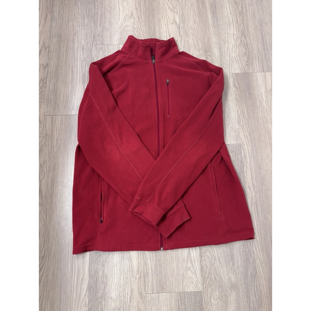 L.L.Bean Jacket Red Long Sleeve Full Zip High Neck Fleece Men's Warm Top Large